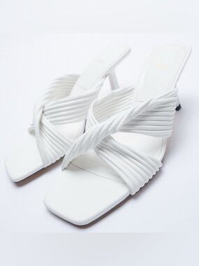 Zara Pleated Strap Heeled Sandals